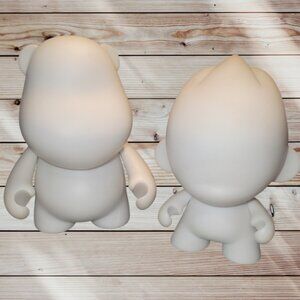Lot of 2 - KIDROBOT - FOOMI and BUB - 4 in. Vinyl Figures - DIY Blank White